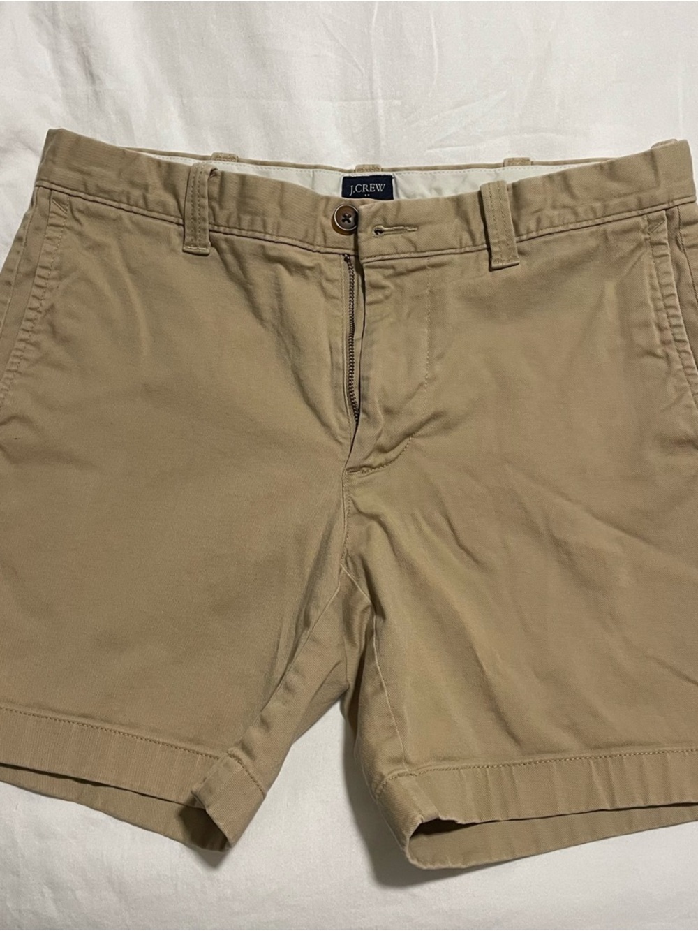 J. Crew Men's Flat-Front Chino Shorts - Tan. Waist 30. 7” inseam